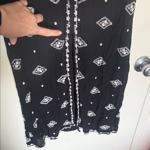 Free People M Black Maxi Dress with White Geometric & Floral Print - Picture 5 of 11